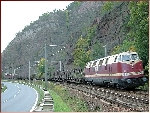 Saalfeld 2005: MEG 2003 schiebt den Güterzug nach Saalfeld