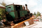 Lokdenkmal der Montenvers-Bahn in Chamonix