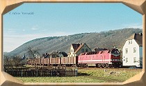 Vorschaubild: Rudolstadt-Schwarza, 18.01.1999 219 099 mit einem Ea Zug von der Anst. Wöhlsdorf nach Saalfeld/Saale über Rudolstadt-Güterbahnhof (Kopf)